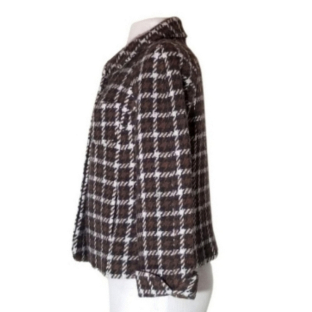 Banana Republic Jacket Houndstooth Plaid Wool Chocolate Brown Size S - Picture 5 of 15